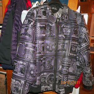 U.S. MONEY CASH EMBROIDERED LEATHER JACKET